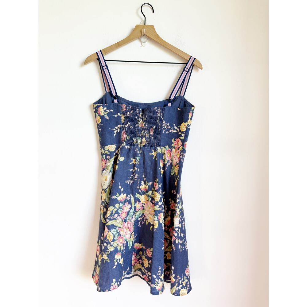 Zimmermann Zinnia Strap Mini Dress Blue Floral Summer Dress Size 2 8US - Picture 2 of 6